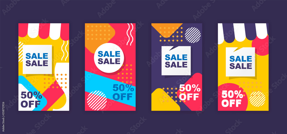 Naklejka premium Abstract sale colorful social media stories. - Vector.