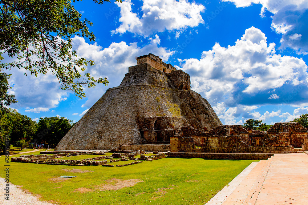 Pyramid of the Magician, a Mesoamerican step pyramid, Uxmal, an ancient ...