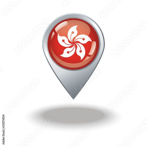 hong kong flag with navigation pin