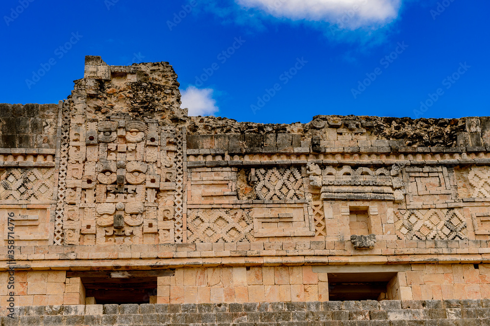 Building of The Nunnery, Uxmal, an ancient Maya city of the classical period. One of the most important archaeological sites of Maya culture. UNESCO World Heritage site