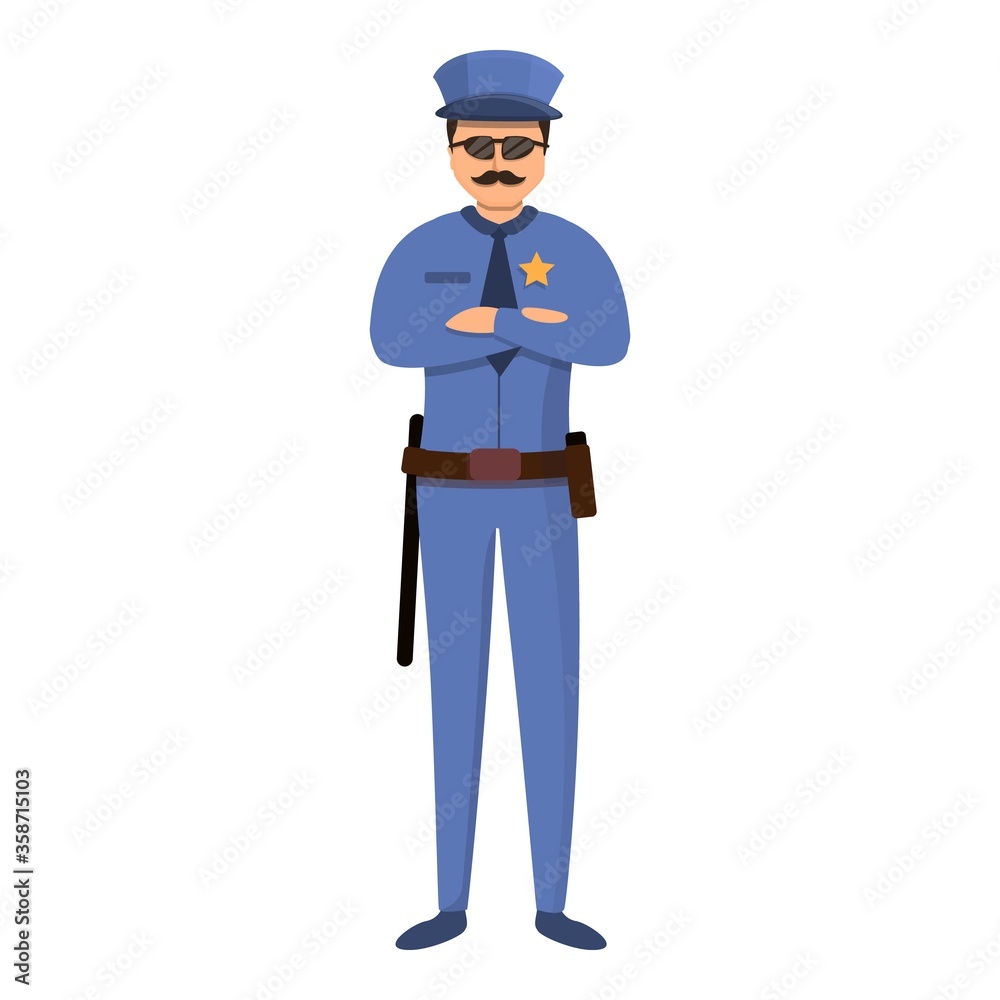 Prison police guard icon. Cartoon of prison police guard vector icon for web design isolated on white background Prison police guard icon. Cartoon of prison police guard vector icon for web design isolated on white background