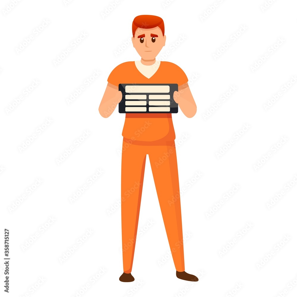 Sad prison clapper icon. Cartoon of sad prison clapper vector icon for web design isolated on white background Sad prison clapper icon. Cartoon of sad prison clapper vector icon for web design isolated on white background