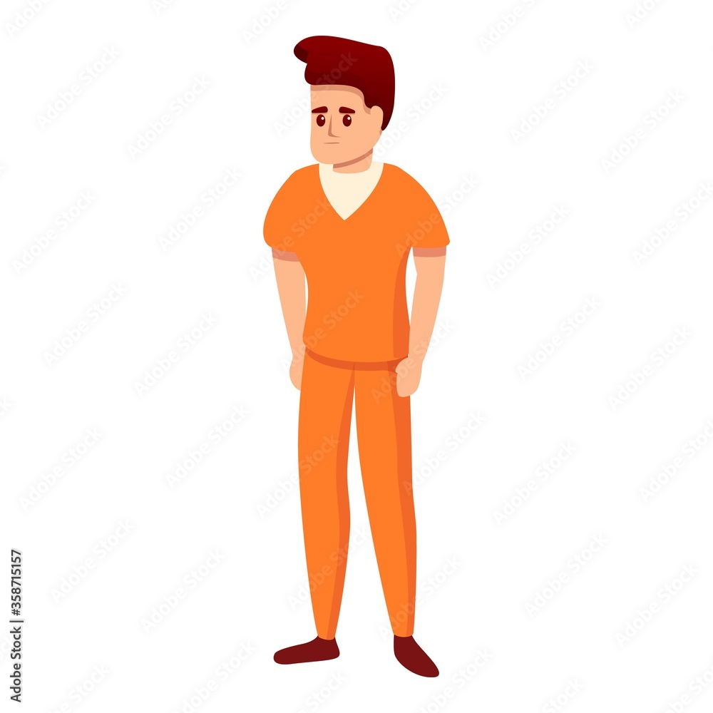 Young prison man icon. Cartoon of young prison man vector icon for web design isolated on white background