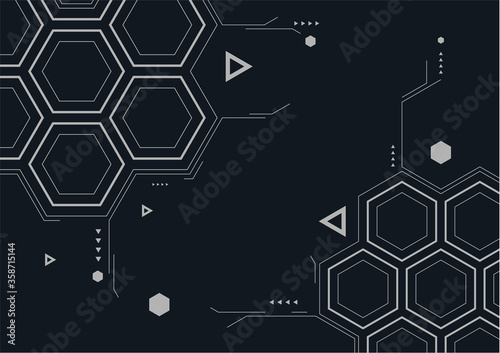 technology polygon background design, abstract hexagon digital science