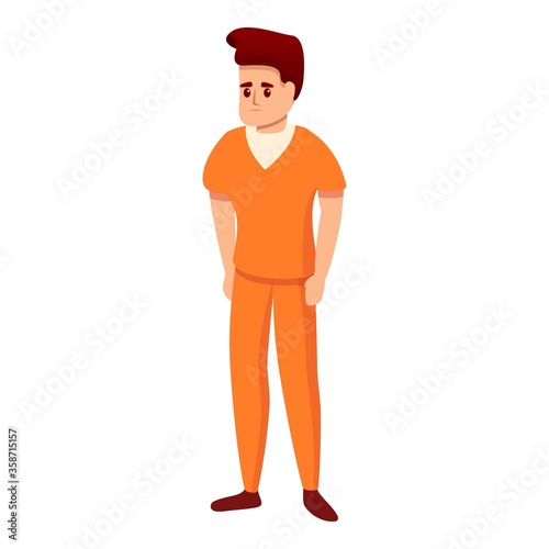 Young prison man icon. Cartoon of young prison man vector icon for web design isolated on white background