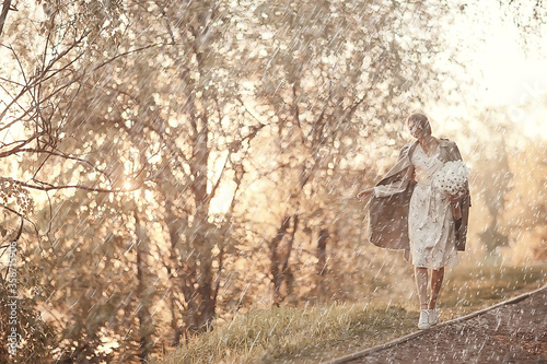 summer rain romance girl happiness   weather rain  summer mood  happy cheerful woman model