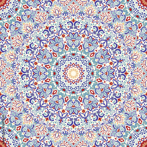 Seamless Turkish colorful pattern. Vintage multicolor pattern in Eastern style. Endless floral pattern can be used for ceramic tile, wallpaper, linoleum, textile, web page background. Vector