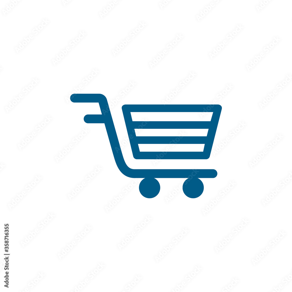 Shopping Cart Blue Icon On White Background. Blue Flat Style Vector Illustration. Shopping Cart Blue Icon On White Background. Blue Flat Style Vector Illustration.