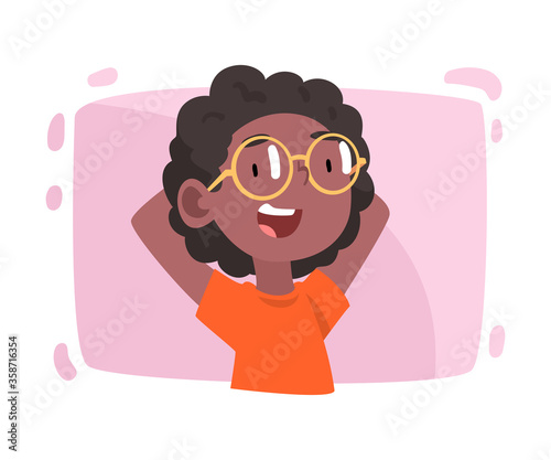 Cute Smiling Girl Wearing Glasses, Ophthalmology Diagnostics, Vision Correction Cartoon Vector Illustration