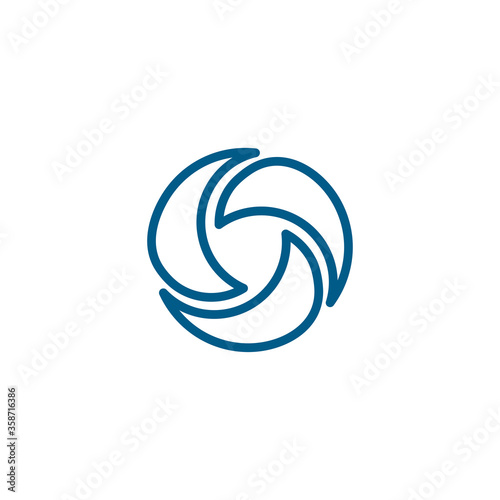 Shutter Line Blue Icon On White Background. Blue Flat Style Vector Illustration.