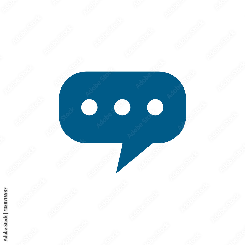 Speech Bubble Blue Icon On White Background. Blue Flat Style Vector Illustration. Speech Bubble Blue Icon On White Background. Blue Flat Style Vector Illustration.