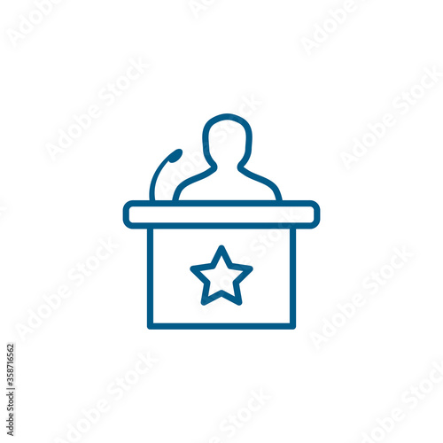 Speaker Line Blue Icon On White Background. Blue Flat Style Vector Illustration.