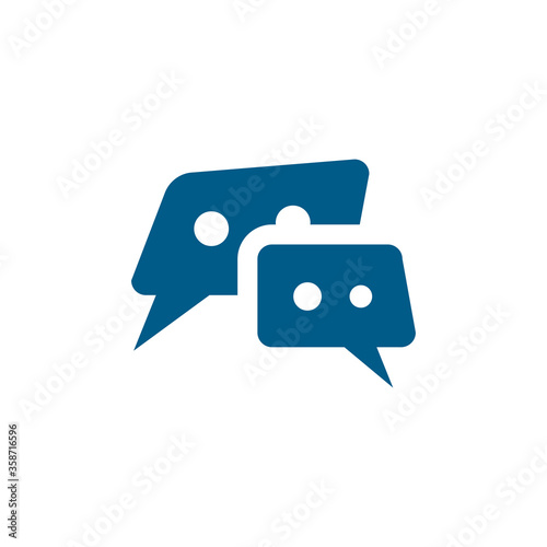 Speech Bubble Blue Icon On White Background. Blue Flat Style Vector Illustration.