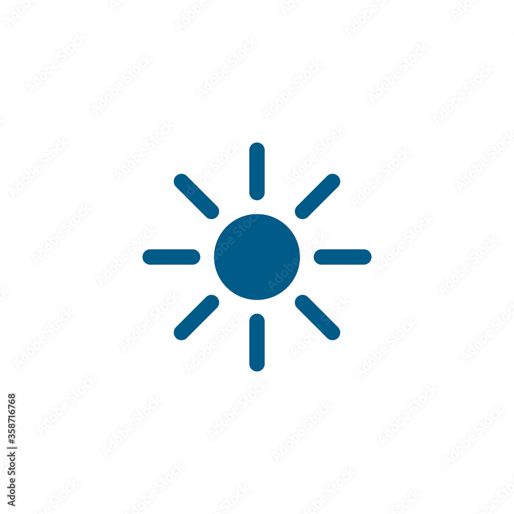 Sun Blue Icon On White Background. Blue Flat Style Vector Illustration. Sun Blue Icon On White Background. Blue Flat Style Vector Illustration.