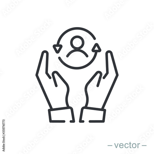Care customer icon, total inclusive service, line symbol on white background - editable stroke vector illustration eps10