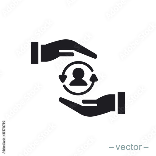 Care customer icon, total inclusive service, solid style on white background - vector illustration eps10