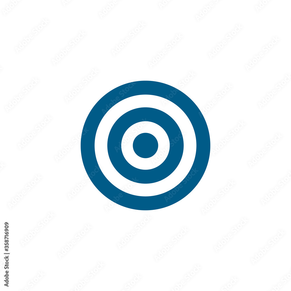 Target Blue Icon On White Background. Blue Flat Style Vector Illustration. Target Blue Icon On White Background. Blue Flat Style Vector Illustration.
