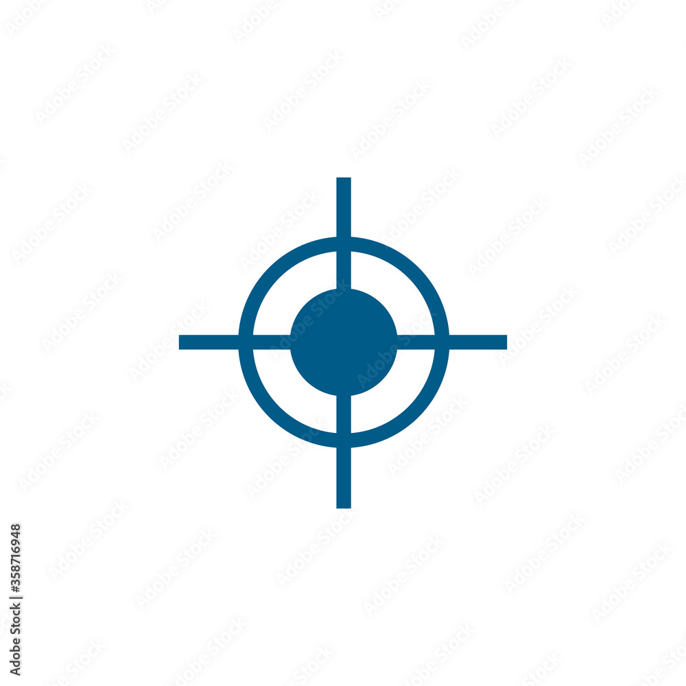 Target Blue Icon On White Background. Blue Flat Style Vector Illustration. Target Blue Icon On White Background. Blue Flat Style Vector Illustration.