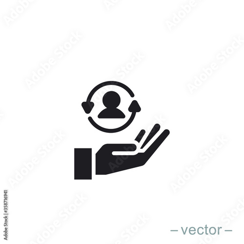 Care customer icon, total inclusive service, solid style on white background - vector illustration eps10