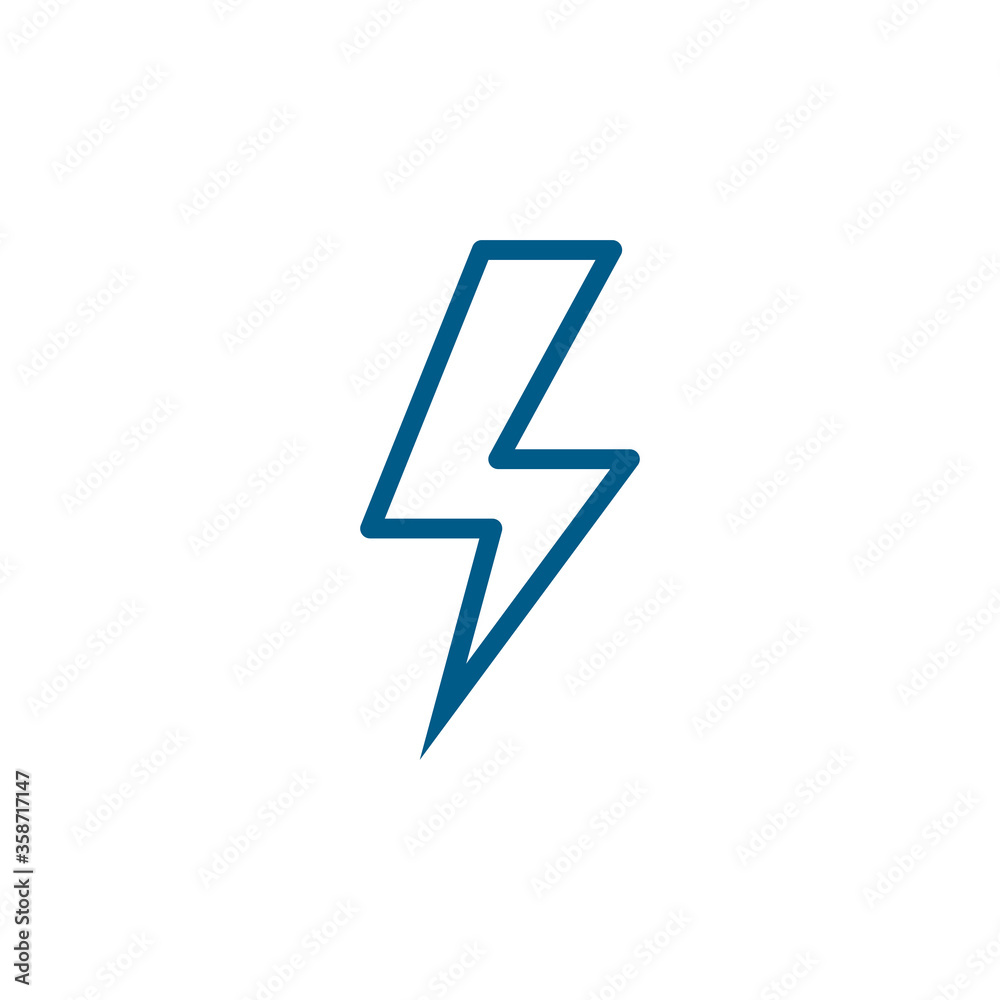 Thunderbolt Line Blue Icon On White Background. Blue Flat Style Vector Illustration. Thunderbolt Line Blue Icon On White Background. Blue Flat Style Vector Illustration.