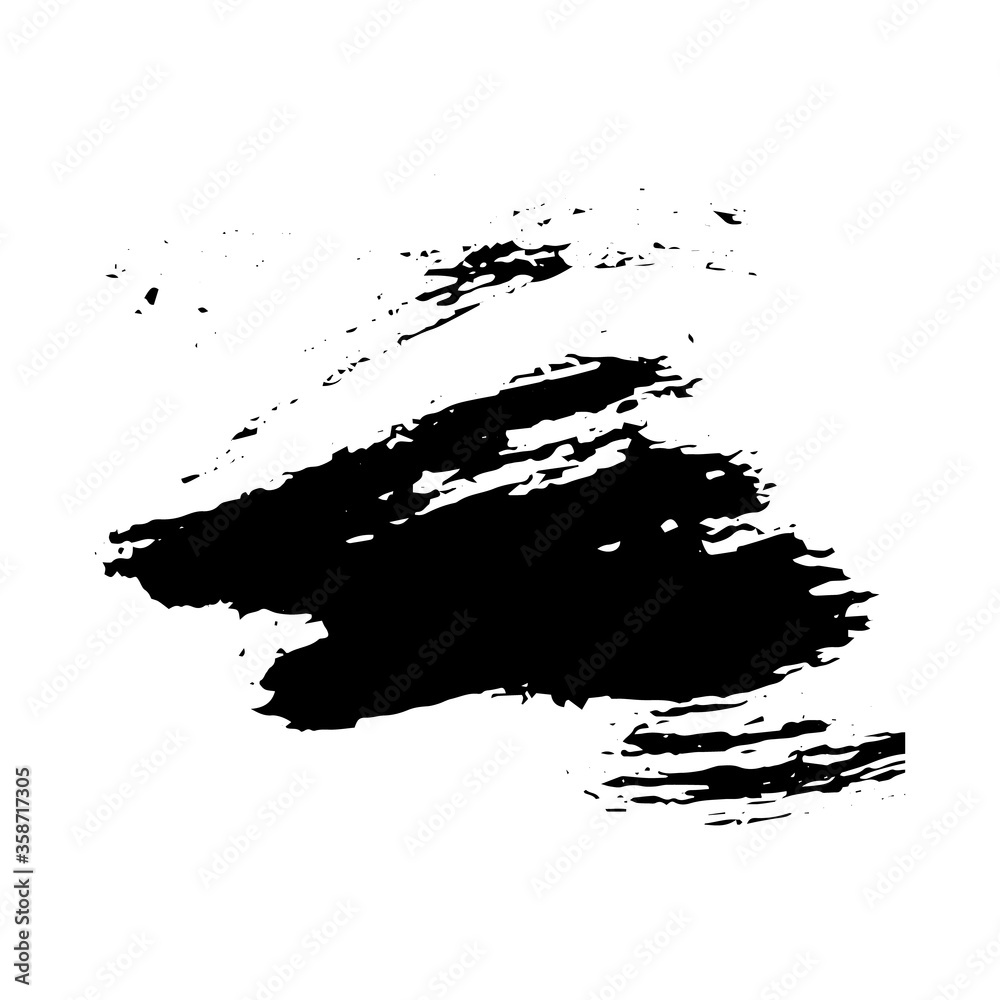 Ink black blot Abstract stain. Isolate on a white background