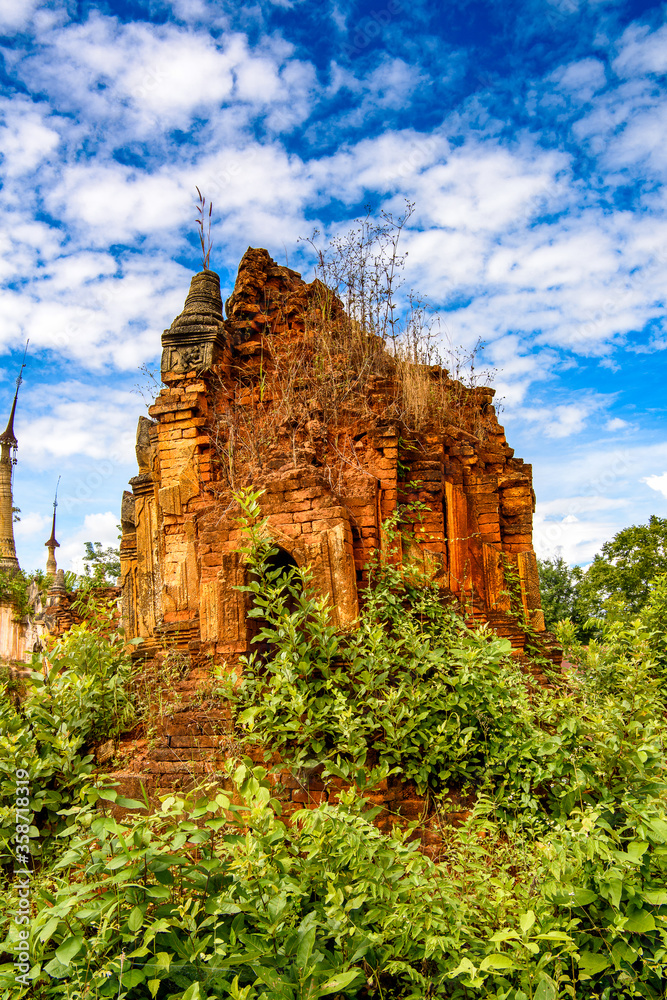 It's Shwe Indein Pagoda, a group of Buddhist pagodas in the village of Indein, near Ywama and Inlay Lake in Shan State, Burma
