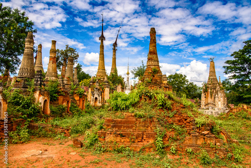 It s Shwe Indein Pagoda  a group of Buddhist pagodas in the village of Indein  near Ywama and Inlay Lake in Shan State  Burma