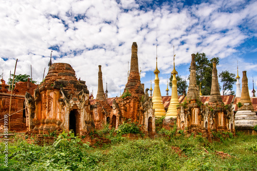 It s Shwe Indein Pagoda  a group of Buddhist pagodas in the village of Indein  near Ywama and Inlay Lake in Shan State  Burma