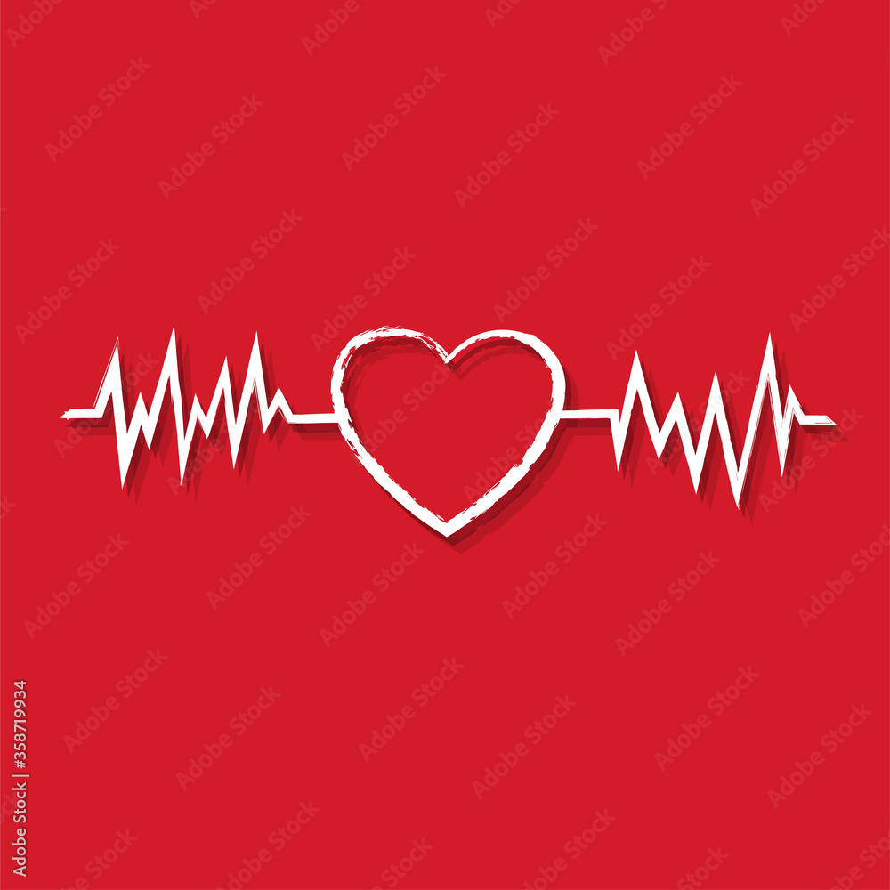 White Heart Symbol Isolated Red Background, Vector Illustration White Heart Symbol Isolated Red Background, Vector Illustration