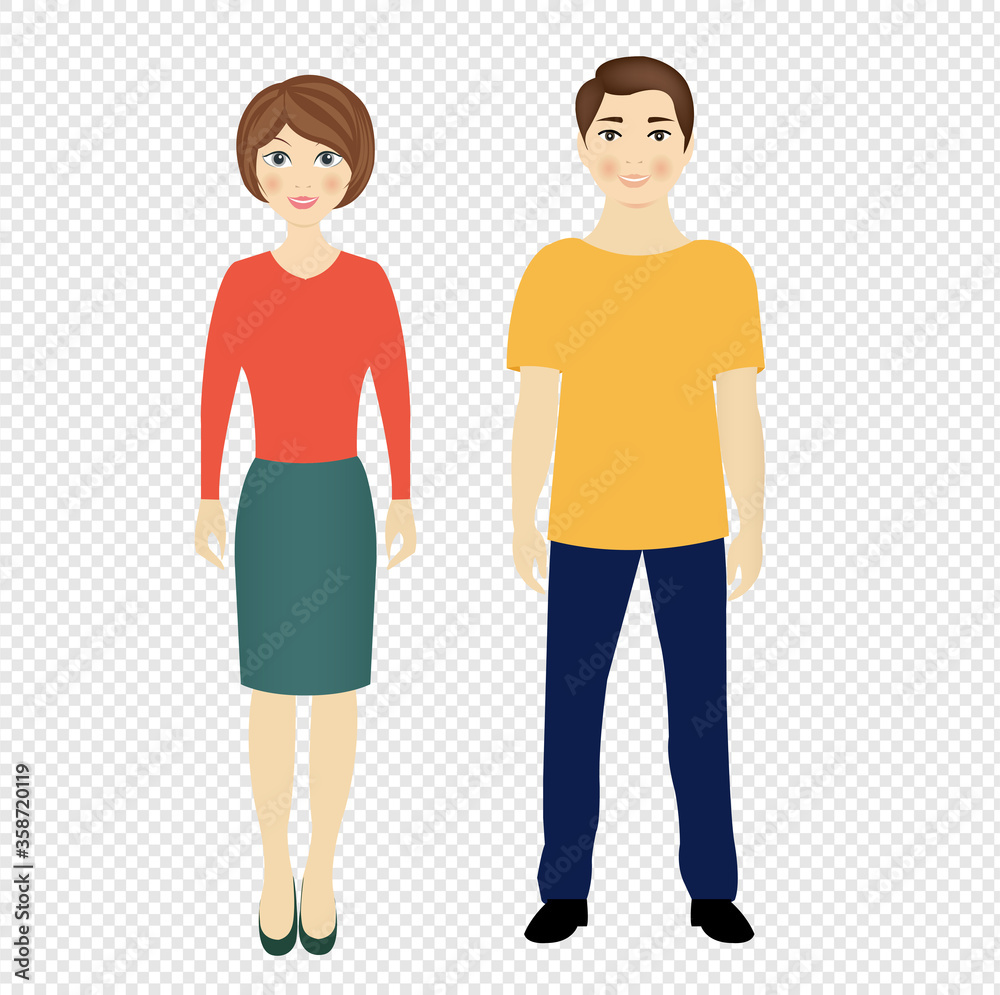 Man And Woman Isolated Transparent background, Vector Illustration