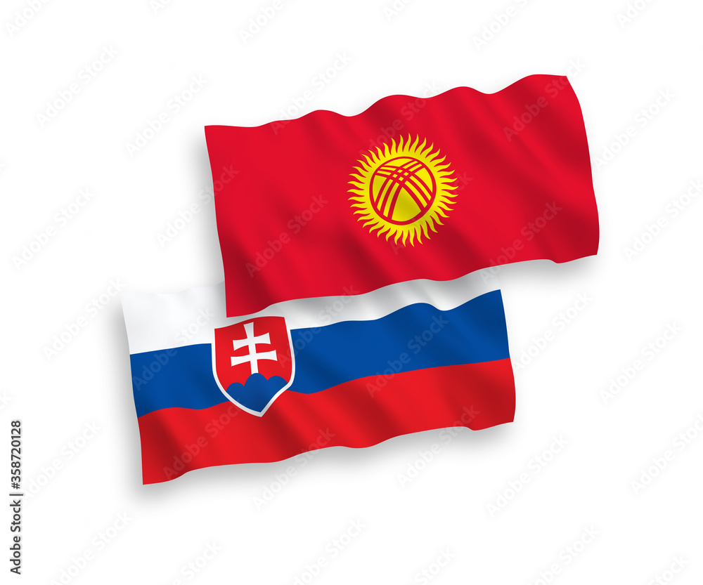 Flags of Slovakia and Kyrgyzstan on a white background
