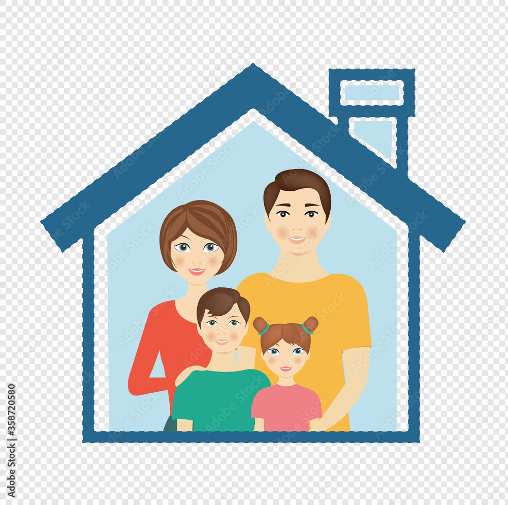 Man And Woman With Kid With Houses Isolated Transparent background, Vector Illustration Man And Woman With Kid With Houses Isolated Transparent background, Vector Illustration
