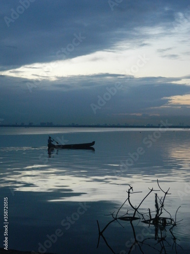 fishing boat at sunset