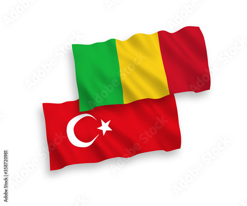 Flags of Turkey and Mali on a white background