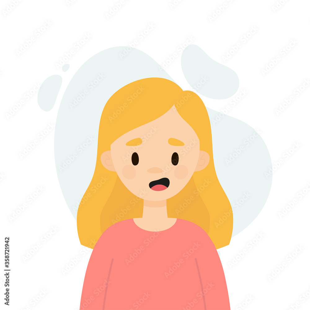 Happy girl on a white background. Avatar of a young woman talking. Happy girl on a white background. Avatar of a young woman talking.