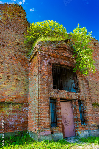 It's Ruins of the of the red brick construction in Shlisselburg, Russia photo