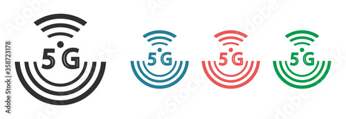 5G icon in different colors on a white background.