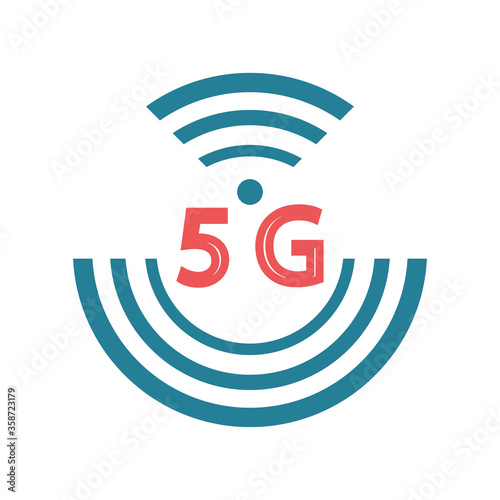 5G logo red with blue color on a white background.