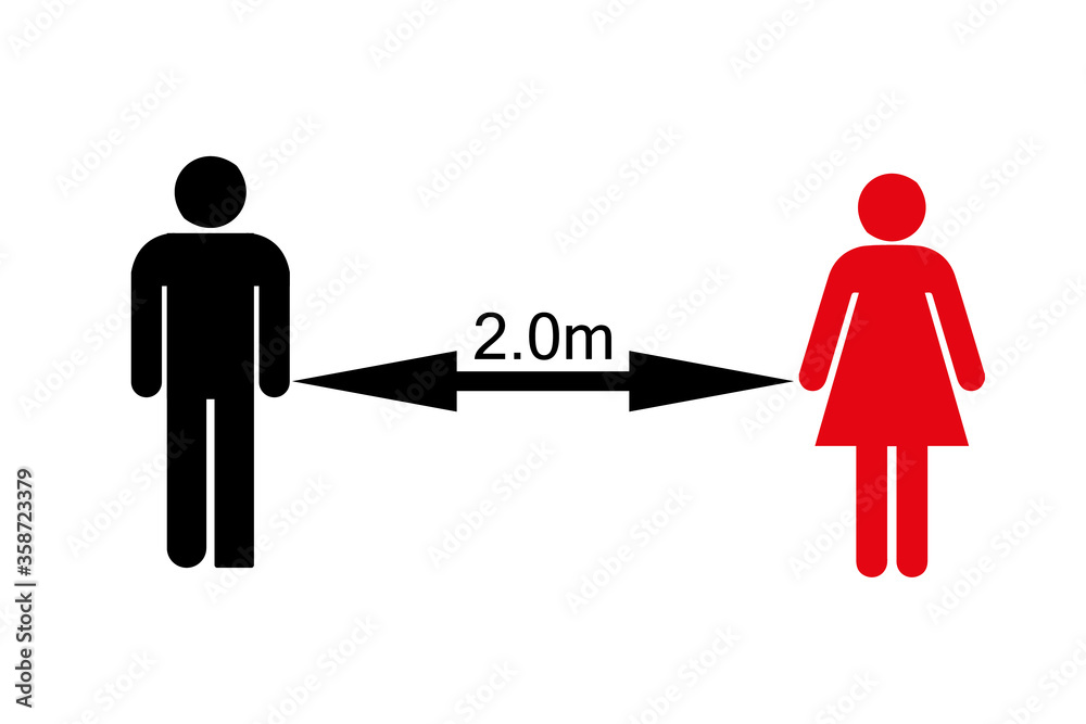Social distance icon vector illustration. New rules of life under quarantine. Social distance icon vector illustration. New rules of life under quarantine.