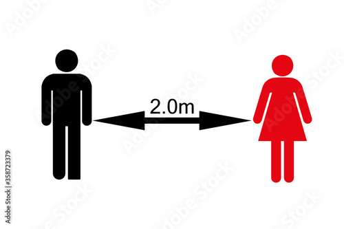 Social distance icon vector illustration. New rules of life under quarantine.