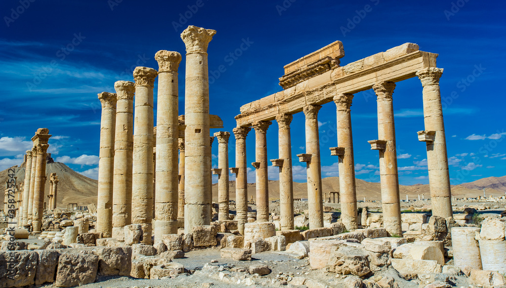 It's Roman ruins of Palmyra, Syria.