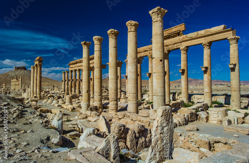 It's Roman columns of an ancient city in central Syria, Palmyra