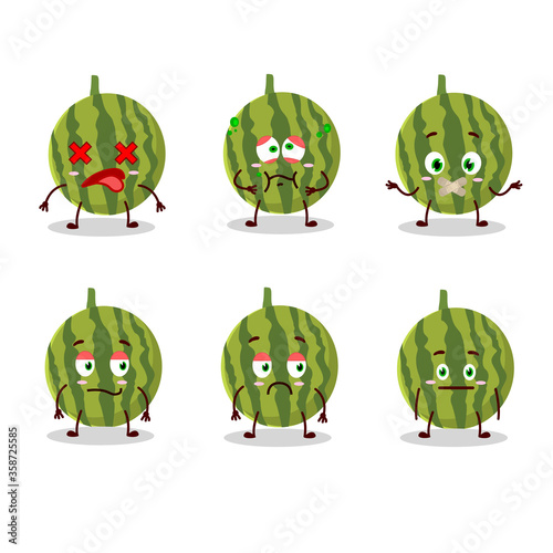 Watermelon cartoon in character with nope expression