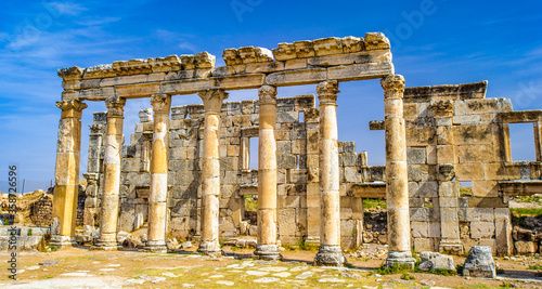 It's Ruins of the columns of Apamea, a treasure city and stud-depot of the Seleucid kings, and was the capital of Apamene.