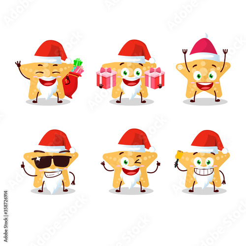 Santa Claus emoticons with yellow starfish cartoon character
