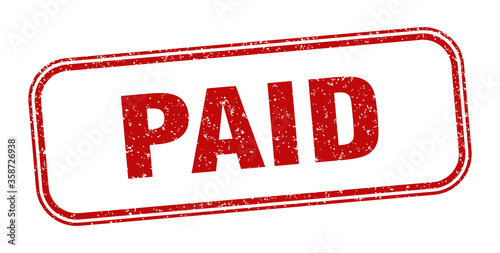 paid stamp. paid square grunge sign. label