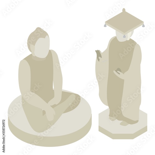Bongeunsa temple icon. Isometric illustration of bongeunsa temple vector icon for web