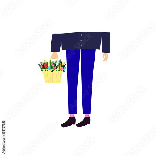 Boy gives a bouquet of flowers