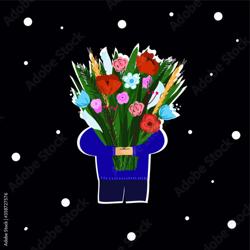 Floral bouquet greeting card design.