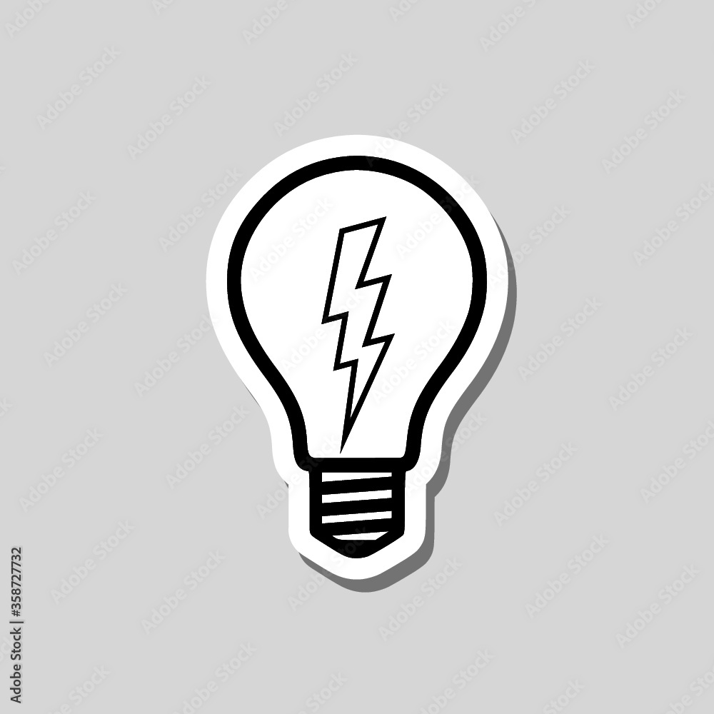 Light bulb sticker icon isolated on gray background Light bulb sticker icon isolated on gray background